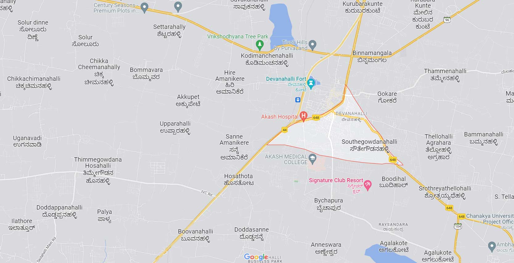 Century Plots Devanahalli Location Map